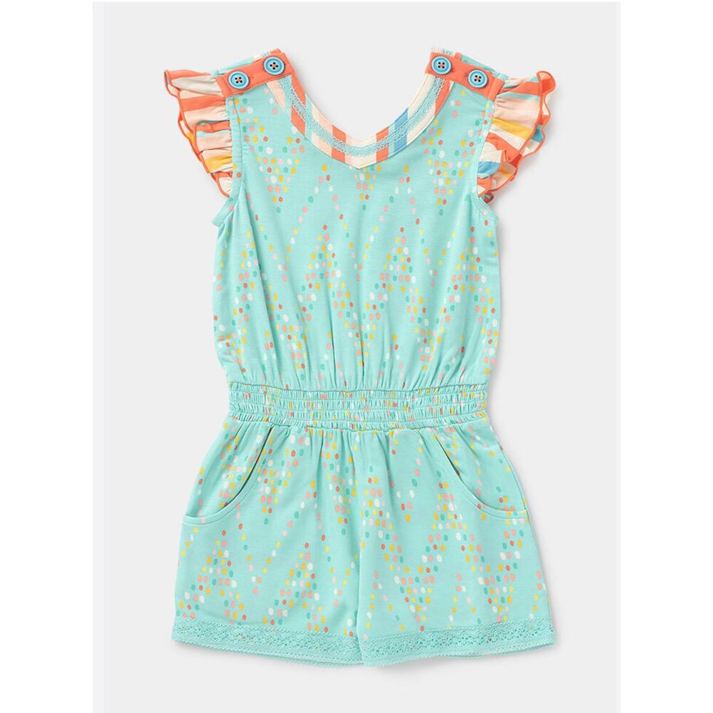 Matilda Jane Girls Dream Chasers Confetti Print Party Romper Green Size 6‎
